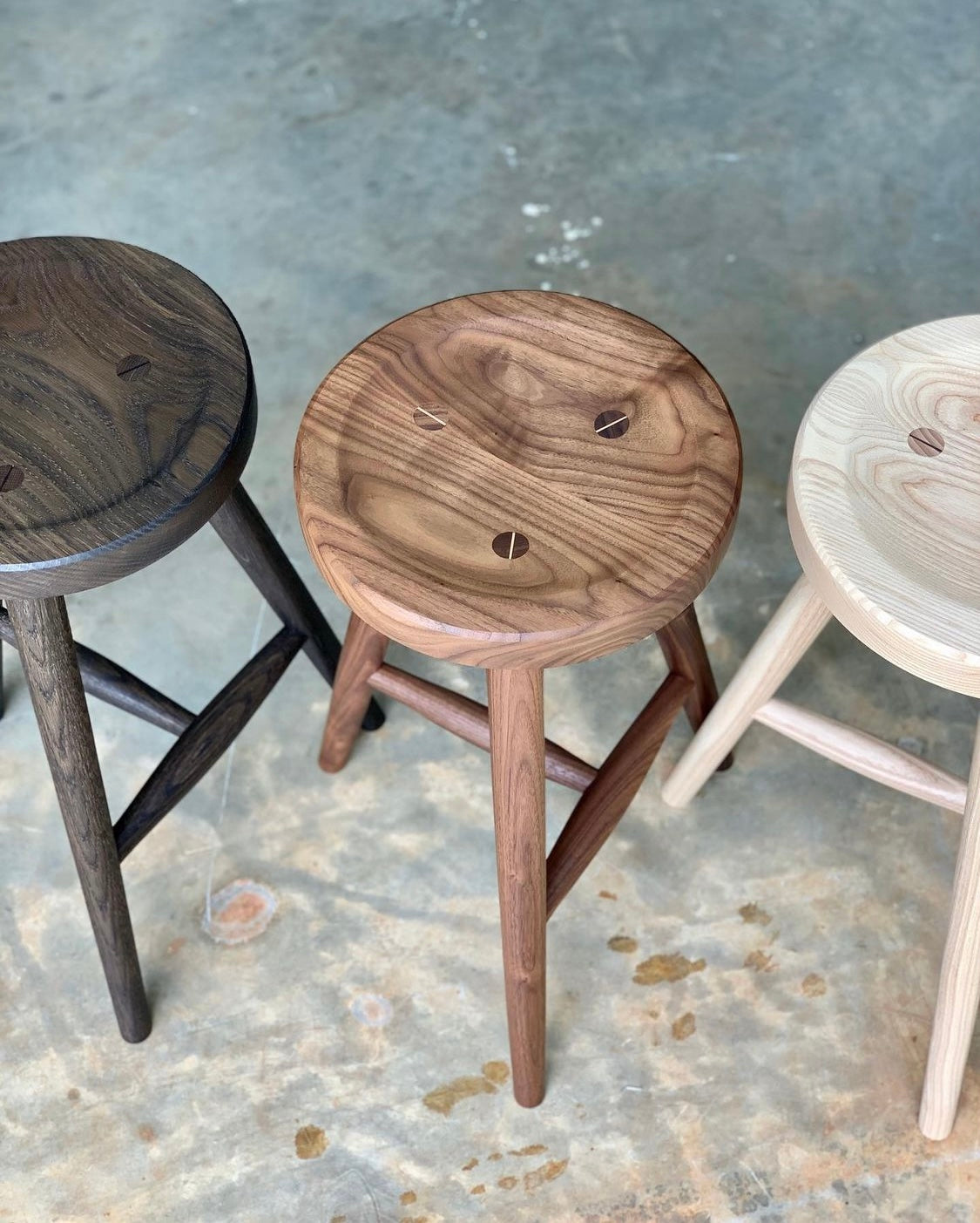 White discount wood stool